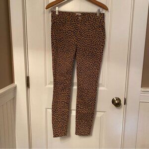 J. CREW DENIM TAN BLACK ANIMAL PRINT JEANS 9” TOOTHPICK SIZE 26